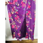 Mac Duggal  Purple Floral Georgette Plunging Neckline High Slit Gown Size 8 Photo 11
