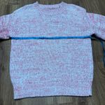 Elie Tahari  Womens Puff Sleeve Pink Red White Knit Heavy Pullover Sweater Small Photo 7