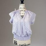 Cloth & Stone by Anthropologie Smocked Hem Short Sleeve Lavender Blouse Small Photo 0