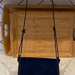 Vintage Stone Mountain suede tri fold crossbody or waist bag western interior Blue Photo 0