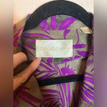 Dana Buchman Vintage  Silk Tropical Print Long Sleeve Shirt Size 6 Purple Photo 2