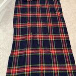 Navy & Red Plaid Blanket Scarf with Tassels Blue Photo 3