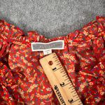 Pleione V-Neck Flutter Sleeve Red Floral Blouse Women's Small Ruffle Collar Top Photo 1