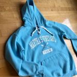 Martha’s Vineyard Crew Collegiate Sweatshirt Hoodie, Aqua Blue, White, Size S Blue Photo 0