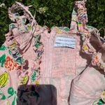 Urban Outfitters Robin Lace Up Pink Fruit Ruffle Mini Dress Size XS Y2k COTTON Photo 4