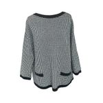 Talbots  Houndstooth Sweater Top Women's Size M Black White Long Sleeve Pockets Photo 2