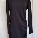 CHELSEA 28 Black Long Sleeves Mock Neck Ruched Bodycon Midi Dress Womens Sz (S) Photo 1