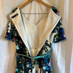 Chetta B  Belted V neck Short Sleeve Flowy Floral Casual Cocktail Party Dress Photo 7