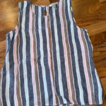 Ellen Tracy  Linen Striped Sleeveless Tank Top Women XL summer breezy boho casual Photo 0