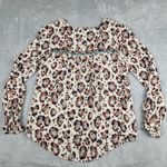 Savanna Jane Women's Top M Blouse Animal Print Embroidered Long Sleeve Western Brown Size M Photo 7
