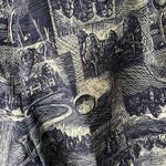 Vintage Navy Blue Flowy Pleated Golf Print Long Bermuda Shorts Fits Size 6 Photo 6