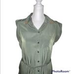 A Byer A. Byer Olive Green Studded‎ Collar Button Down Dress Size M Photo 1