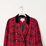 Charter Club [] Red Black Tartan Plaid Double Breasted Blazer Jacket Holiday 10 Photo 3