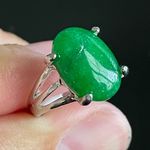 Green jade S925 silver woman ring size 6 Photo 5