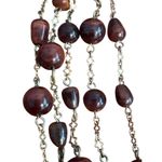Vintage Multi Strand Beaded Necklace Brown Red Cat Eye Beads Gold Tone Estate Photo 2