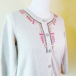 Breckenridge Cardigan Sweater Womens Size Small Tan Pink Orange Embellished Photo 1