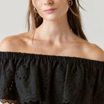 nwt new Francesca's Rosalie Eyelet Off The Shoulder Top size Large Black Photo 0