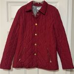 Crown & Ivy Womens  Quilted Puff Crimson Red Jacket Gold Hardware Cozy Warm Small Photo 0