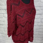 Jeans by Buffalo i  loose knit batwing scoopneck sweater 3/4 sleeve burgundy sz PM Photo 3