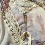 easel Floral Crochet Trim Top - Cream and Pink Photo 1