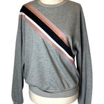 Ted Baker  Sweatshirt Women Small Gray Pink Heysin Stripe‎ Shimmer Top Athleisure Photo 0