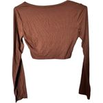 Heart Hips Brown Fitted Crop Long Sleeve Top Sz S Photo 2