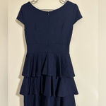 Amanda Uprichard  Navy ruffle spring zip back tiered dress spring mini Photo 1