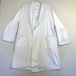 Miss Elaine Robe Womens Large White Embroidered Floral Housecoat Lounge Photo 0
