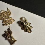 Lot Of 3 Angels Christmas Holiday Brooch Pins Gold Tone Photo 4