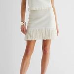 EXPRESS  cream colored high waisted fringe sweater mini skirt size XL Photo 6