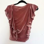 Stradivarius  pink velvet ruffle blouse pullover size small girly Photo 2