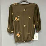 Fig & Flower floral‎ embroidered 3/4 sleeve blouse size S BIN F Green Photo 1