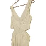 Ramy Brook Ivory Crepe Hourglass V-Neck Sleeveless Lace Cutout Dress Size 10 Photo 3