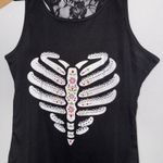 Halloween Skeleton‎ Graphic Goth Spooky Lace Women's Racerback Tank Top Size M Photo 4