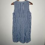 Beach Lunch Lounge Blue White Stripe Sleeveless Linen Cotton V‎ Neck Sz M Size M Photo 4