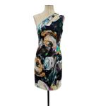Black Halo Yara Cocktail Dress One Shoulder Colorful Abstract Print Size 4 Photo 2