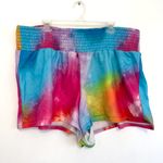 Torrid  3 Plus Size Sleep Terry Cloth Beach Short Rainbow Tie Dye Pull On Coverup Photo 1