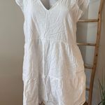 Abercrombie & Fitch  White Tiered Mini Dress Flutter Sleeves Tie Back Dress Lg Photo 0