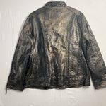 Peck & Peck  100% Leather Jacket Coat Women XL Crocodile Lined Full Zip Metallic Photo 5
