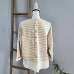 ZARA Basic Cream Striped Rhinestone Accent Sweater Top XL Photo 1