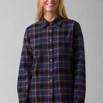 prAna NWT Golden Canyon Flannel Snap Front Shirt Rich Sapphire size medium Photo 0