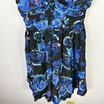 Candie's Dress M Black Blue Floral Babydoll Fit & Flare VtgY2K Retro Party Glam Photo 2