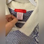 Vintage Halston III Wool Jumper Sweater Purple Wool Blend Front Tie L Italy Blue Size L Photo 2