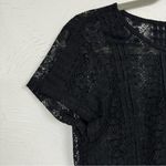 Loft Black Sheer Crochet Short Sleeve Blouse Womens XS Whimsigoth Boho Fall Top Photo 3