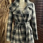 DKNY Plaid Belted Trench Coat Photo 3