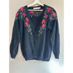 VTG Venezia Cardigan Women's 18/20 Black Heavy Floral Grandma Boho Cottage Core Photo 1