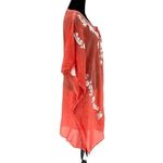 Debbie Katz South Beach Mystic Kaftan Sheer Embroidered Cover Up Orange Small NW Red Photo 3