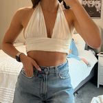ZARA White Scoop Crop Top Photo 1