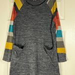 Vision USA Long Sleeve Colorblock Sweater Dress With Pockets Size Large Gray Photo 0