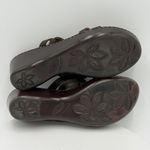 Born Wedge Sandals Womens Size 8M Black Leather Floral Slip On Casual Shoes Photo 6